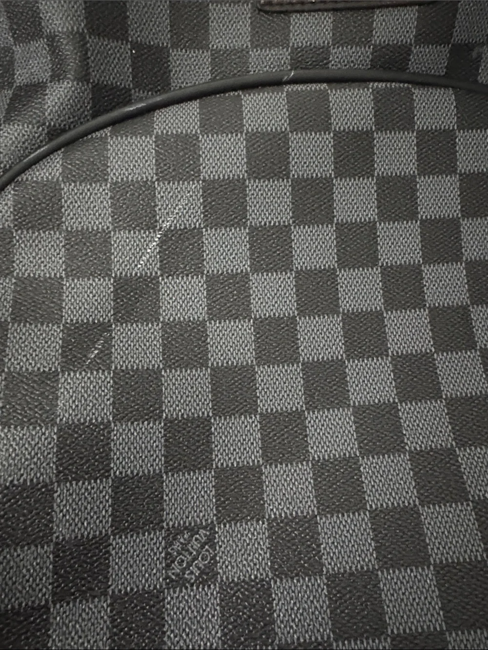 Black Checkered Men's Backpack with Gold Plate